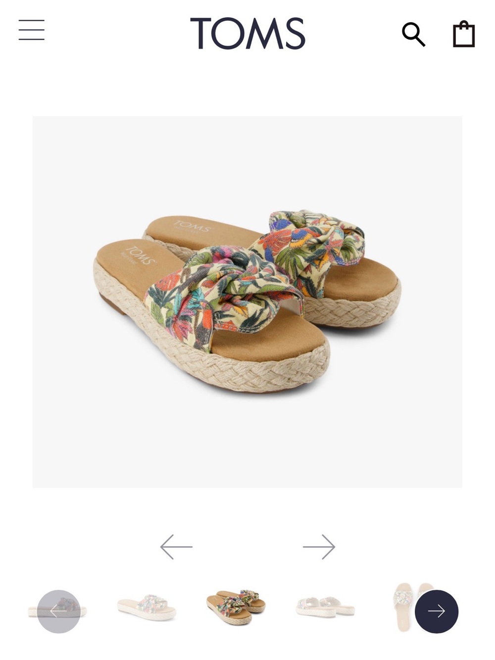 Toms Multicolor Floral Knot Espadrille Slide - Size 7.5